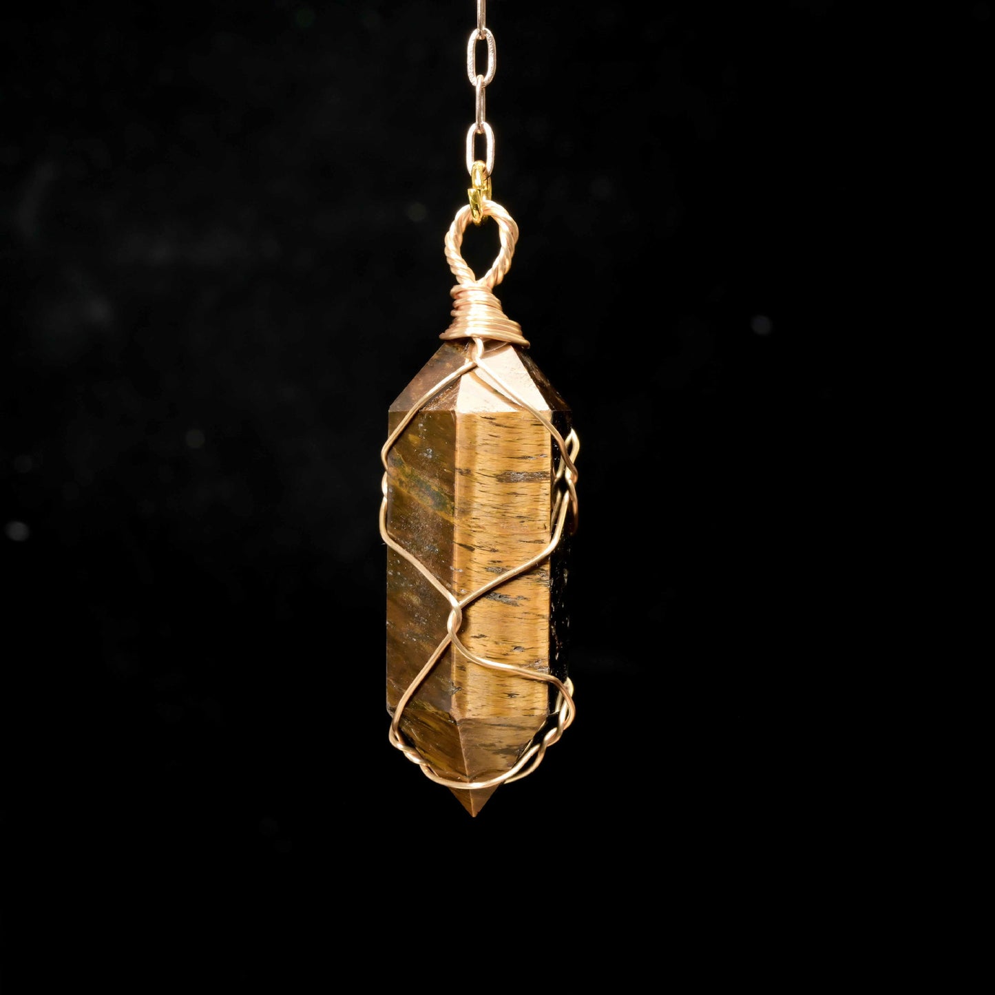 Handcrafted Tiger’s Eye Crystal Pendulum for Feng Shui, Confidence & Energy Balance