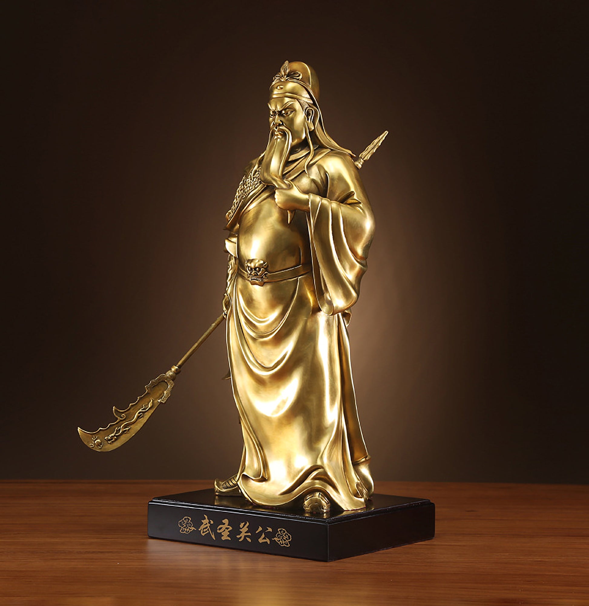 Brass Guan Gong Statue, 45 Degree View, Feng Shui Warrior Figurine, Side Angle Statue, Guan Gong Decor