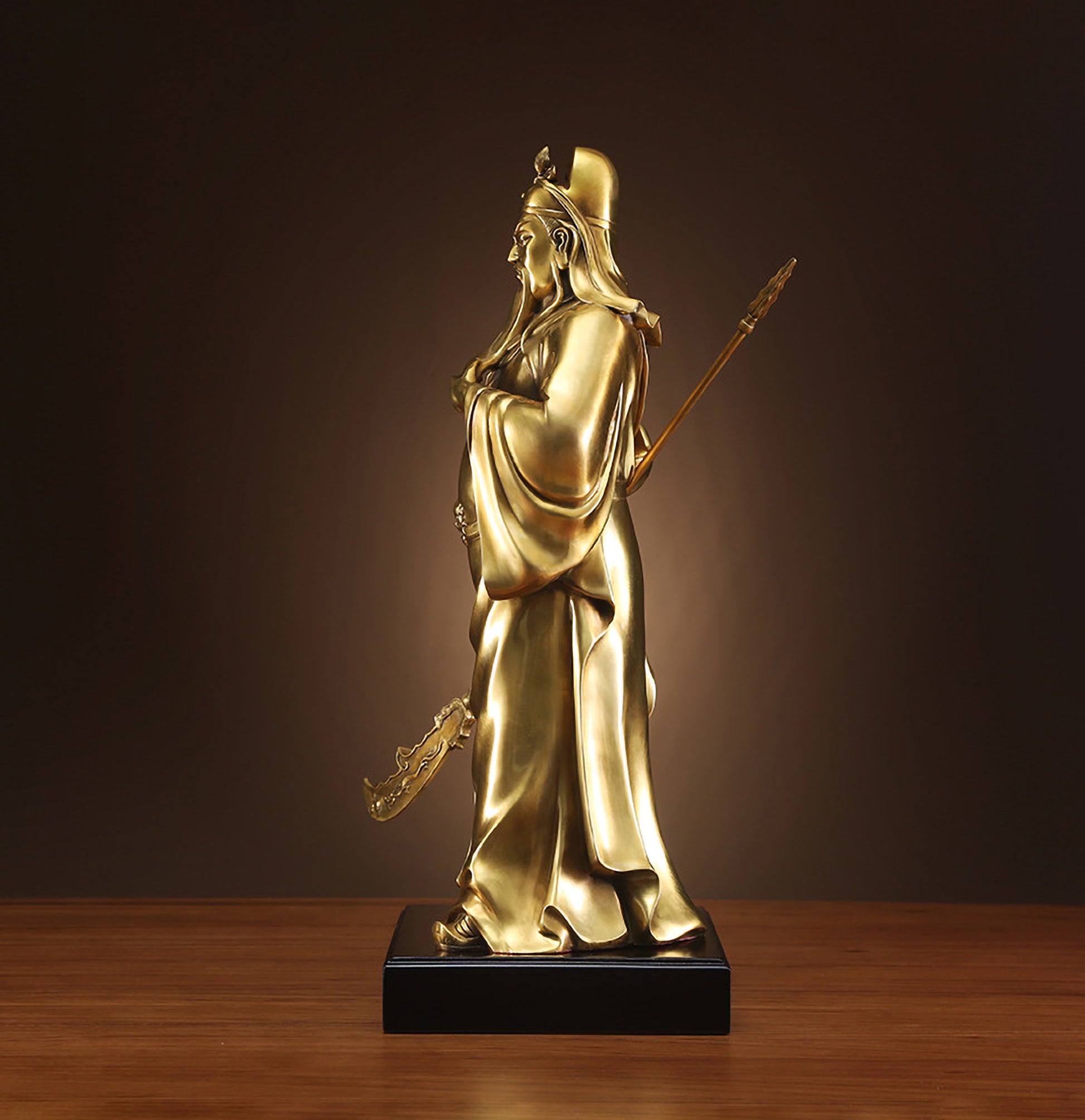 Brass Guan Gong Statue, Side View, Warrior Figurine, Feng Shui Home Decor, Guan Gong Protection