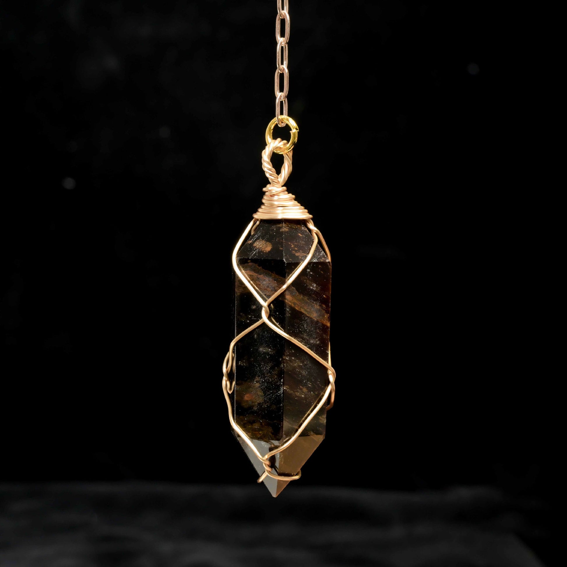 Handcrafted Black Obsidian Crystal Pendulum for Feng Shui, Purification & Energy Protection