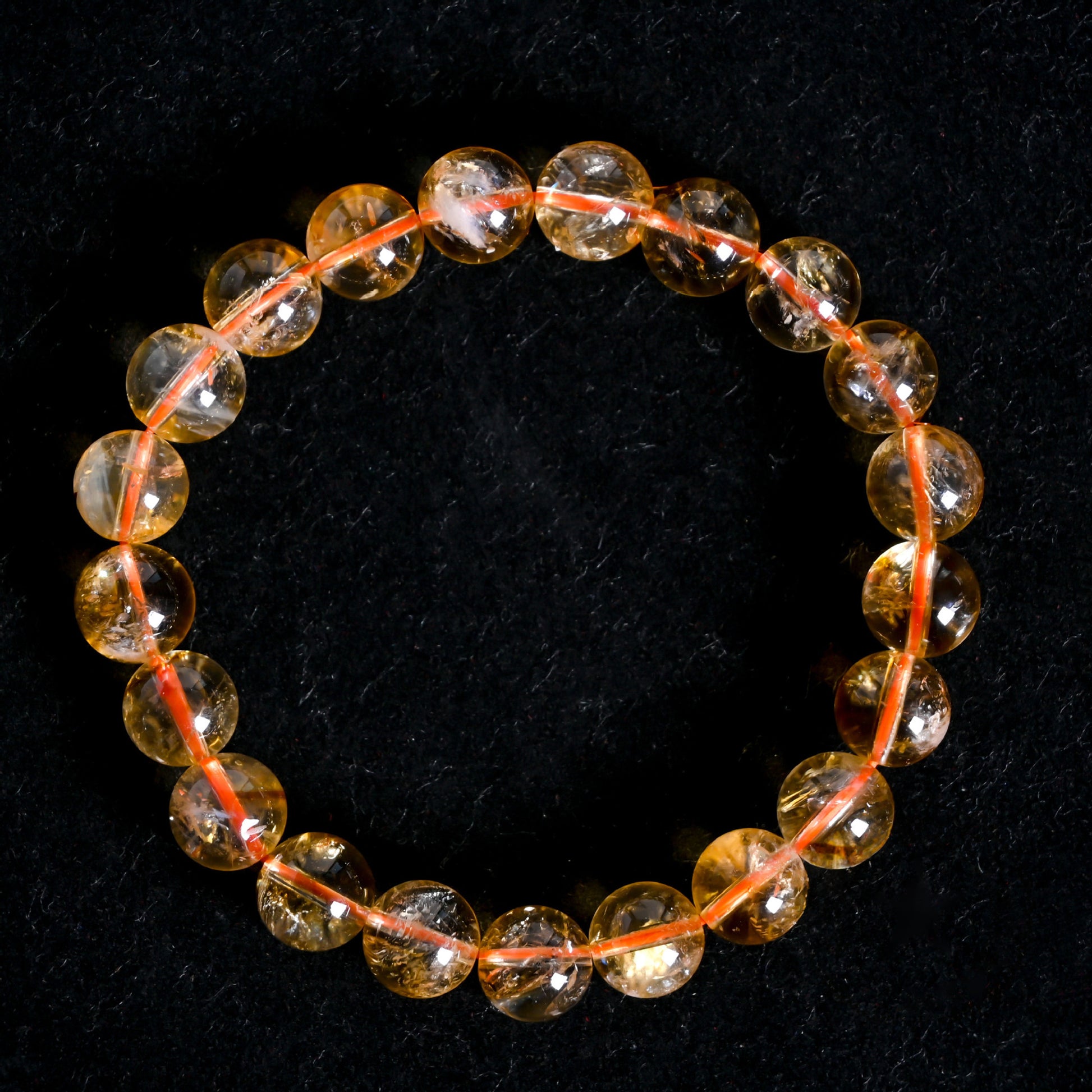 Close-up of natural citrine beaded bracelet, handmade yellow crystal bracelet for confidence and positive energy