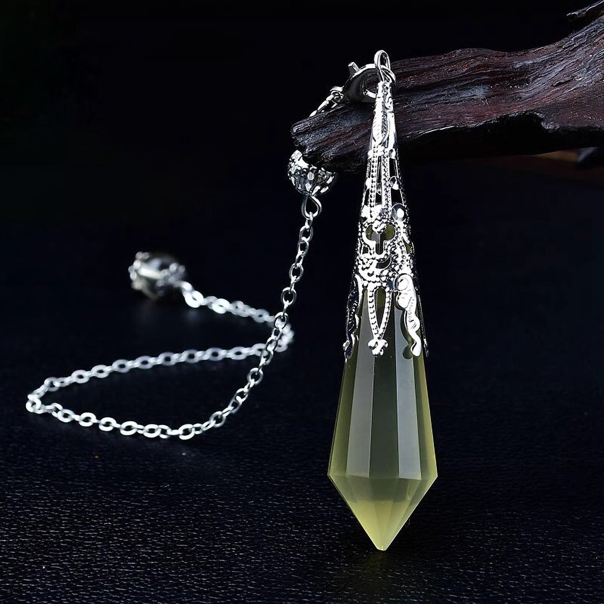 Citrine crystal pendulum necklace gemstone pendant for vitality and success
