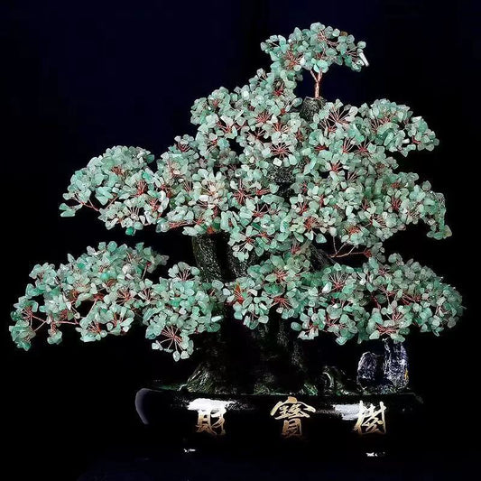 Natural green aventurine crystal money tree for feng shui wealth, prosperity, and luck, ideal for home or office decoration