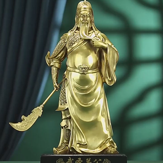 Brass Guan Gong Statue，Guan Gong Warrior Figurine，Feng Shui Statue for Wealth，Feng Shui Brass Figurine，Traditional Chinese Art，Warrior Statue for Protection，Feng Shui Home Decor，Guan Gong Wealth Statue