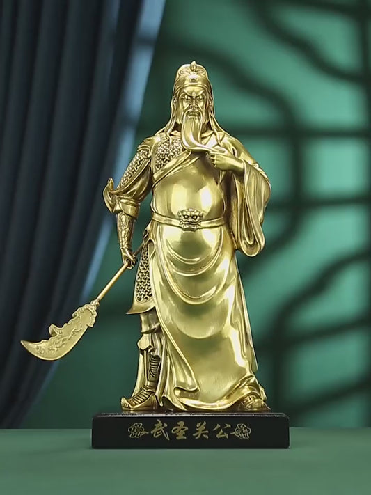 Brass Guan Gong Statue，Guan Gong Warrior Figurine，Feng Shui Statue for Wealth，Feng Shui Brass Figurine，Traditional Chinese Art，Warrior Statue for Protection，Feng Shui Home Decor，Guan Gong Wealth Statue