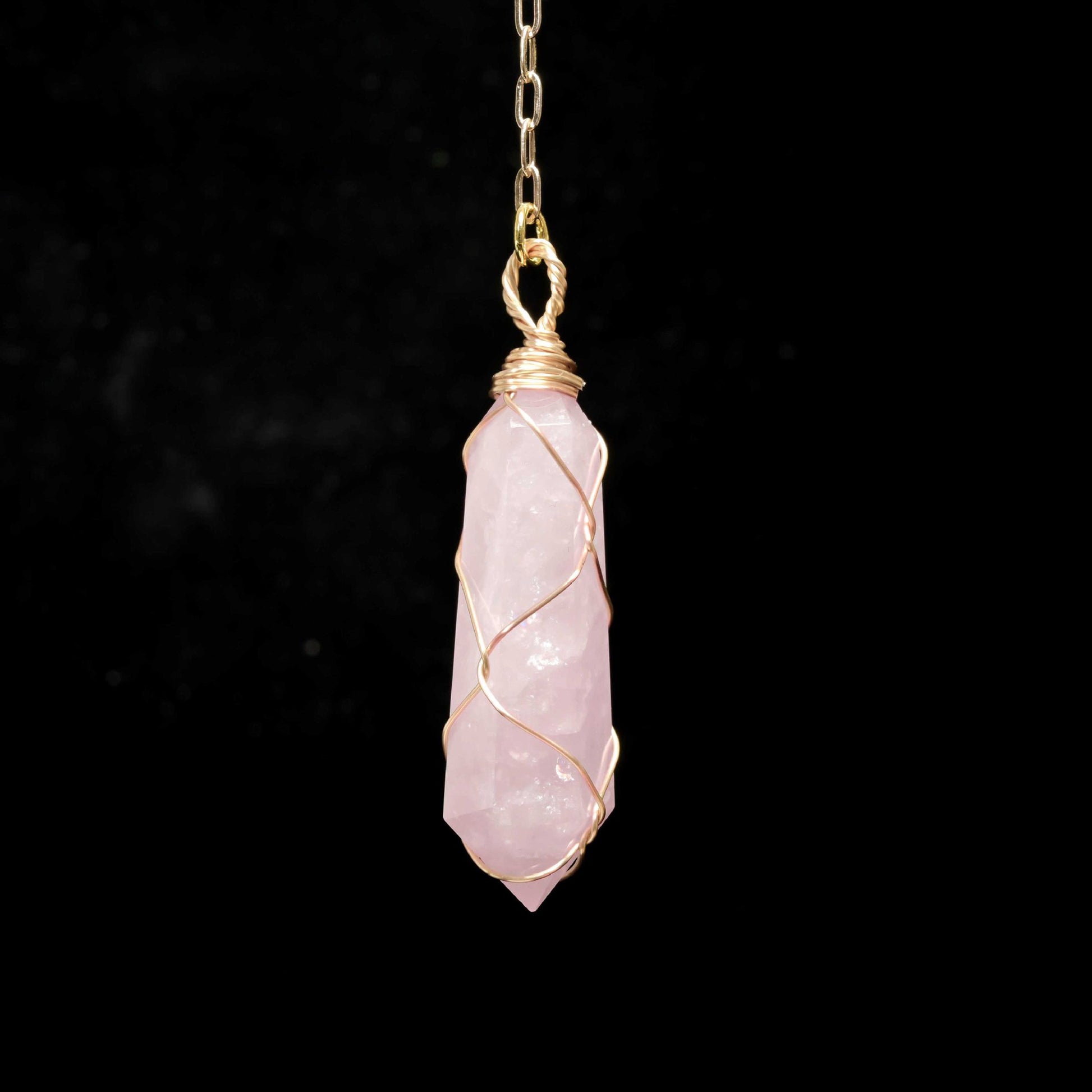 Handcrafted Rose Quartz Crystal Pendulum for Feng Shui, Self-Love & Mindfulness