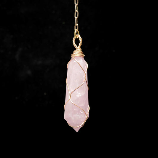 Handcrafted Rose Quartz Crystal Pendulum for Feng Shui, Self-Love & Mindfulness
