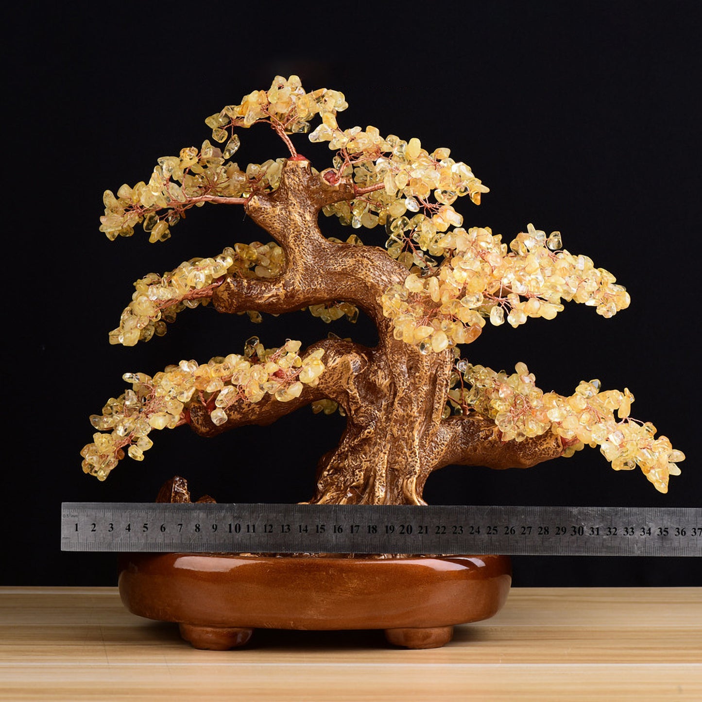 Ruize Feng Shui Wealth Attraction Crystal Tree in Yellow Citrine - Back View for Financial Luck