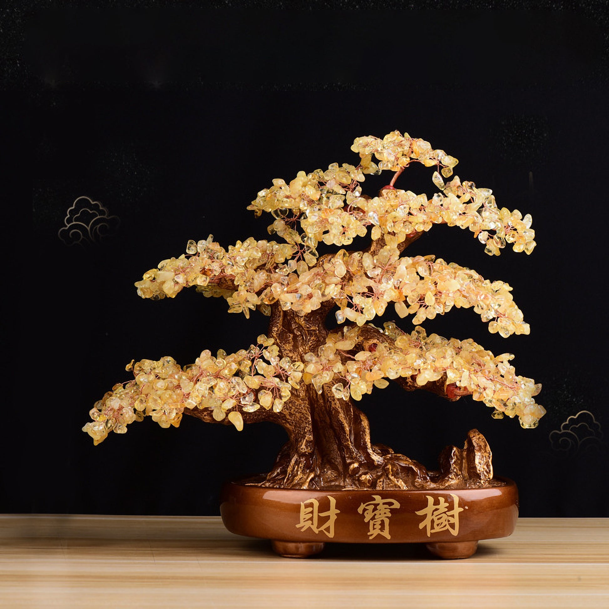Ruize Feng Shui Wealth Attraction Crystal Tree in Yellow Citrine - Front View for Wealth and Success