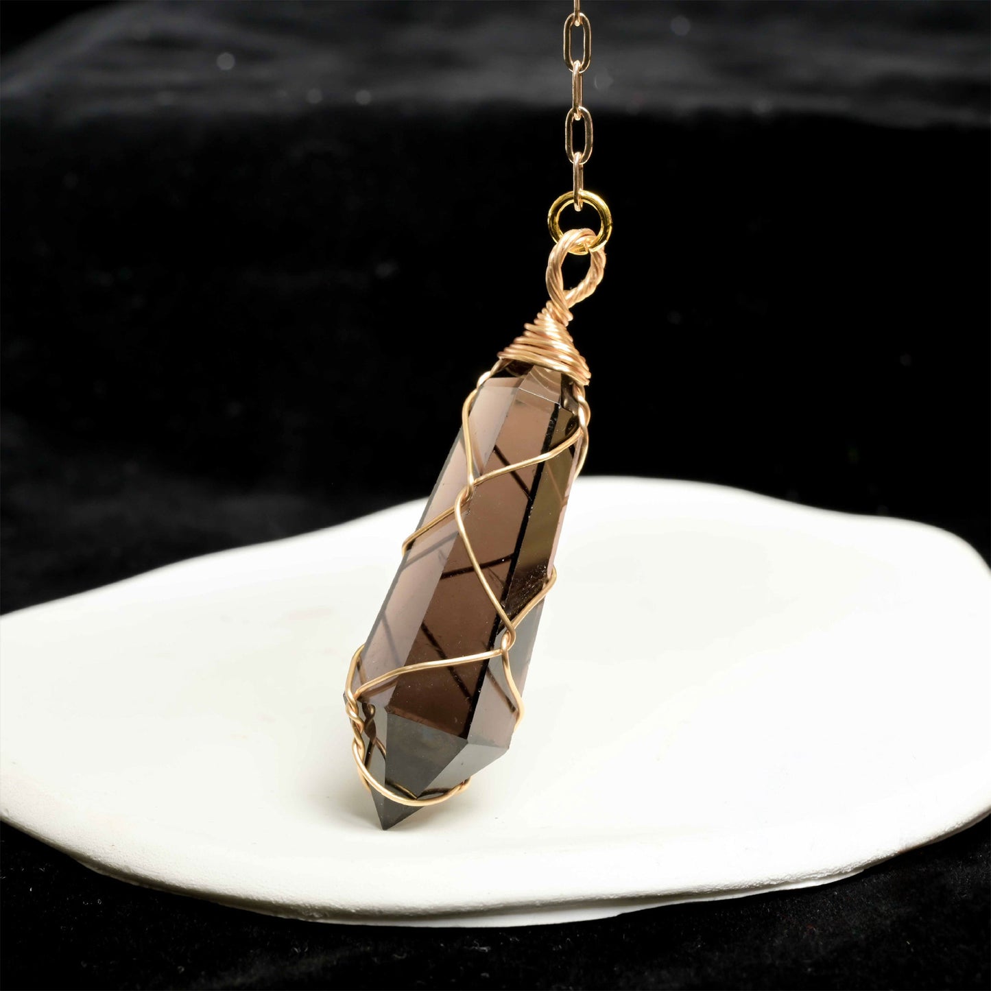 Handcrafted Smoky Quartz Crystal Pendulum for Feng Shui, Grounding & Emotional Balance