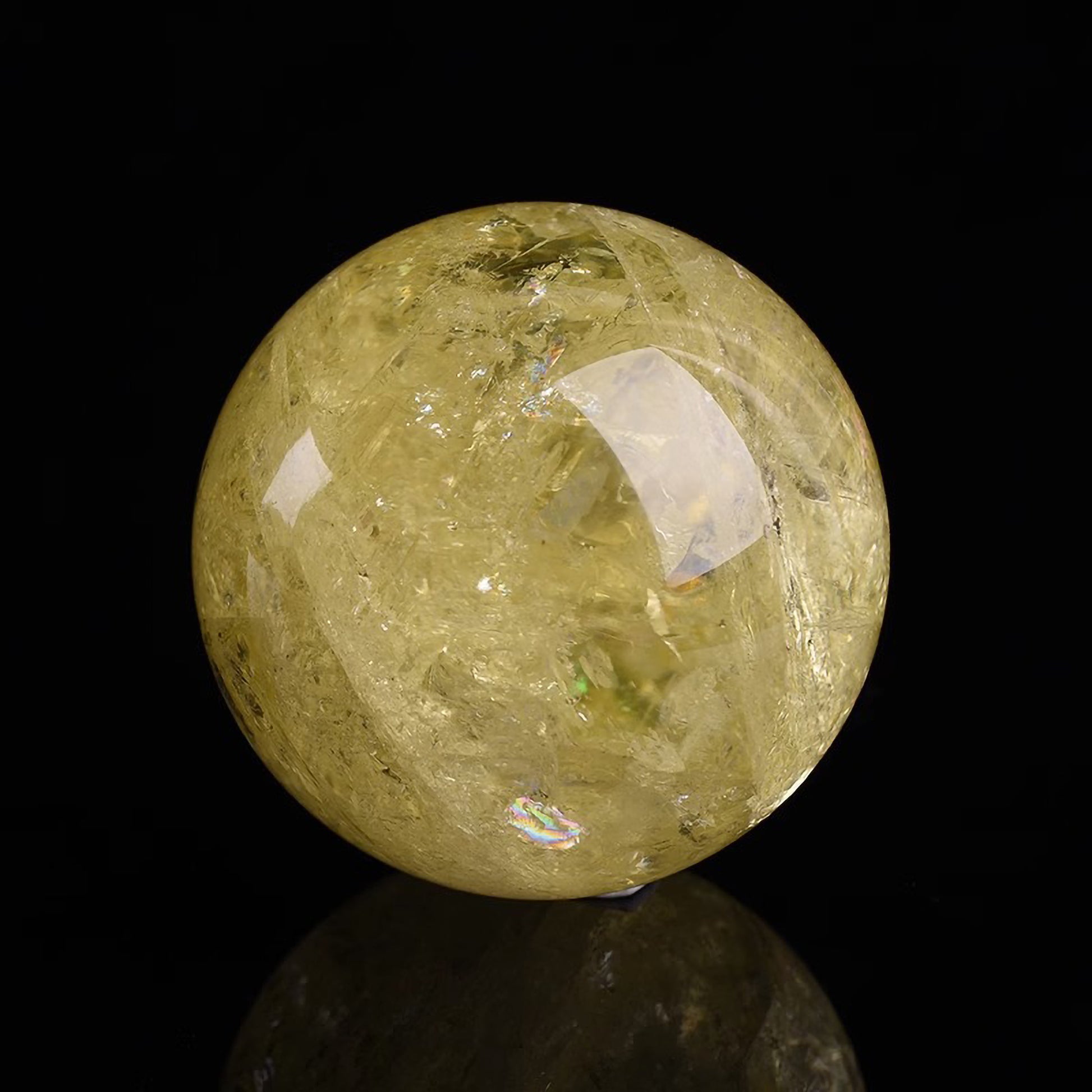 Yellow citrine crystal sphere for positive energy, clarity, and wealth attraction